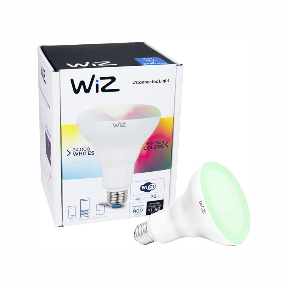 WiZ 72-Watt Equivalent BR30 Colors and Tunable Wi-Fi Connected Smart LED Light Bulb in White (4-Pack)