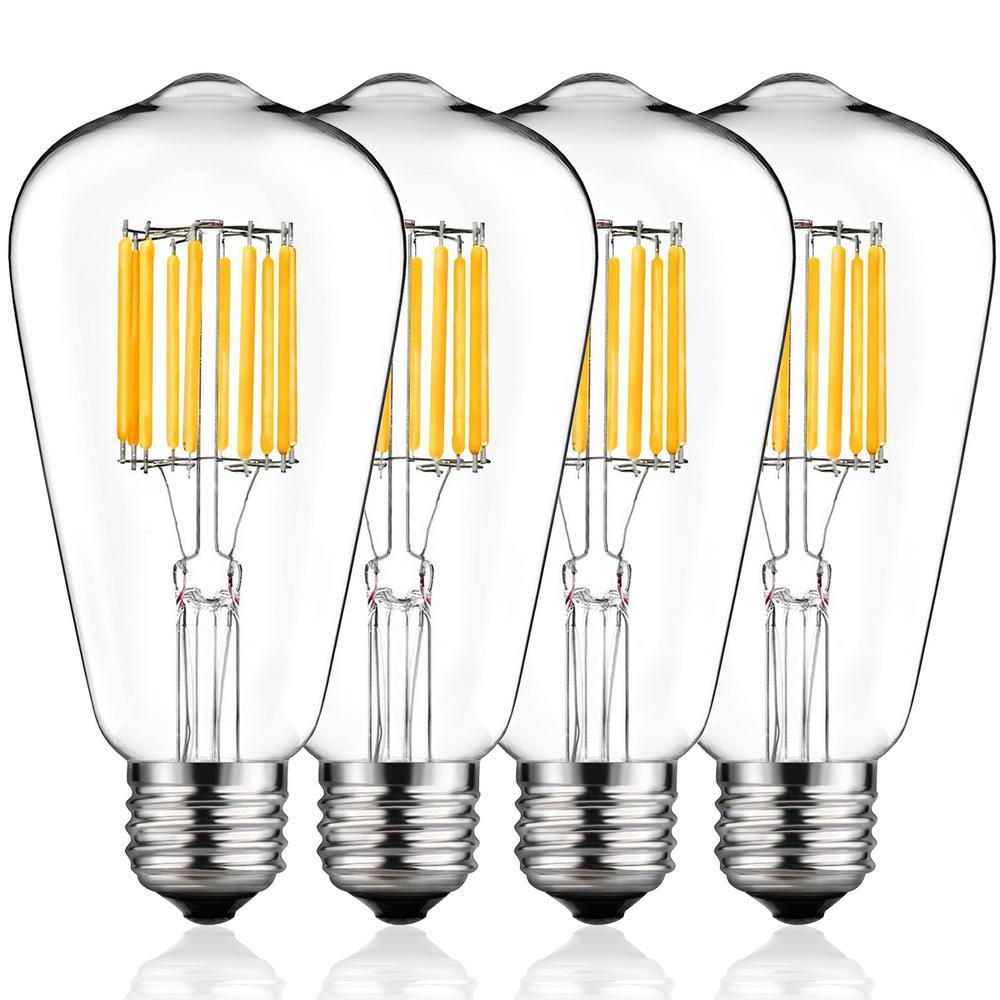 YANSUN 100-Watt Equivalent ST64 Edison LED Light Bulb Warm White (4-Pack)