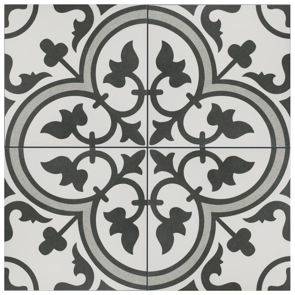 Merola Tile Arte Grey Encaustic 9-3/4 in. x 9-3/4 in. Porcelain Floor and Wall Tile (11.11 sq. ft. / case)