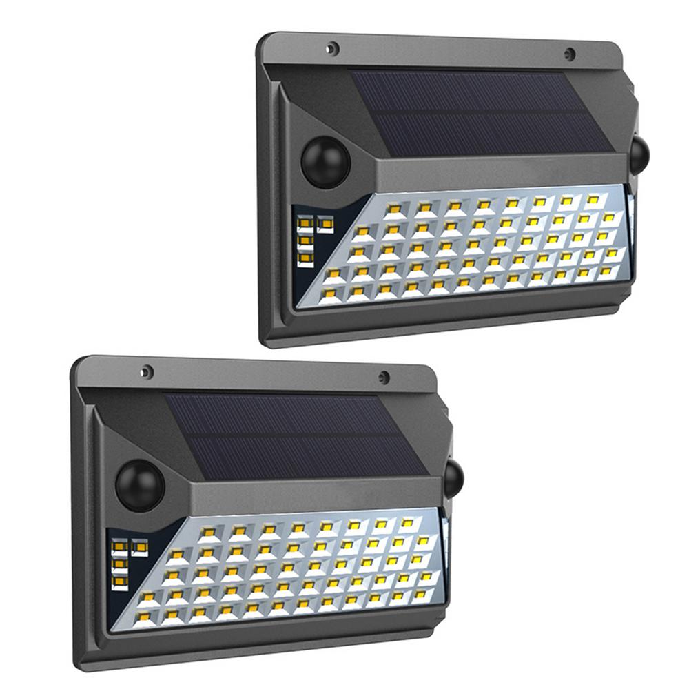 Westinghouse 12-Watt Equivalent Integrated LED Black Dual Motion Sensor Solar Wall Pack Light, 1000L (2-Pack)