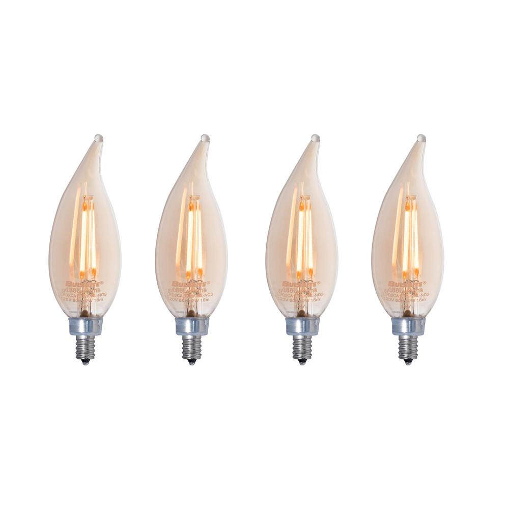 Bulbrite 25W Equivalent Amber Light CA10 Dimmable LED Filament Light Bulb (4-Pack)