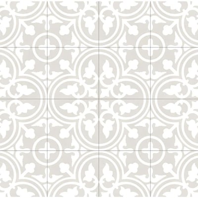 DELLA TORRE Annabelle Gray 8-in x 8-in Glazed Porcelain Encaustic Floor Tile