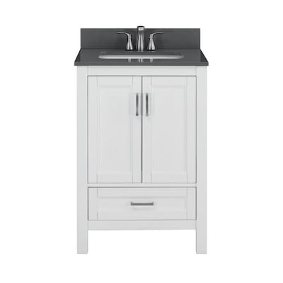 Scott Living Durham 24-in White Oak Single Sink Bathroom Vanity with Gray Engineered Stone Top