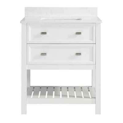 Scott Living Canterbury 30-in White Single Sink Bathroom Vanity with Carrara Engineered Stone Top