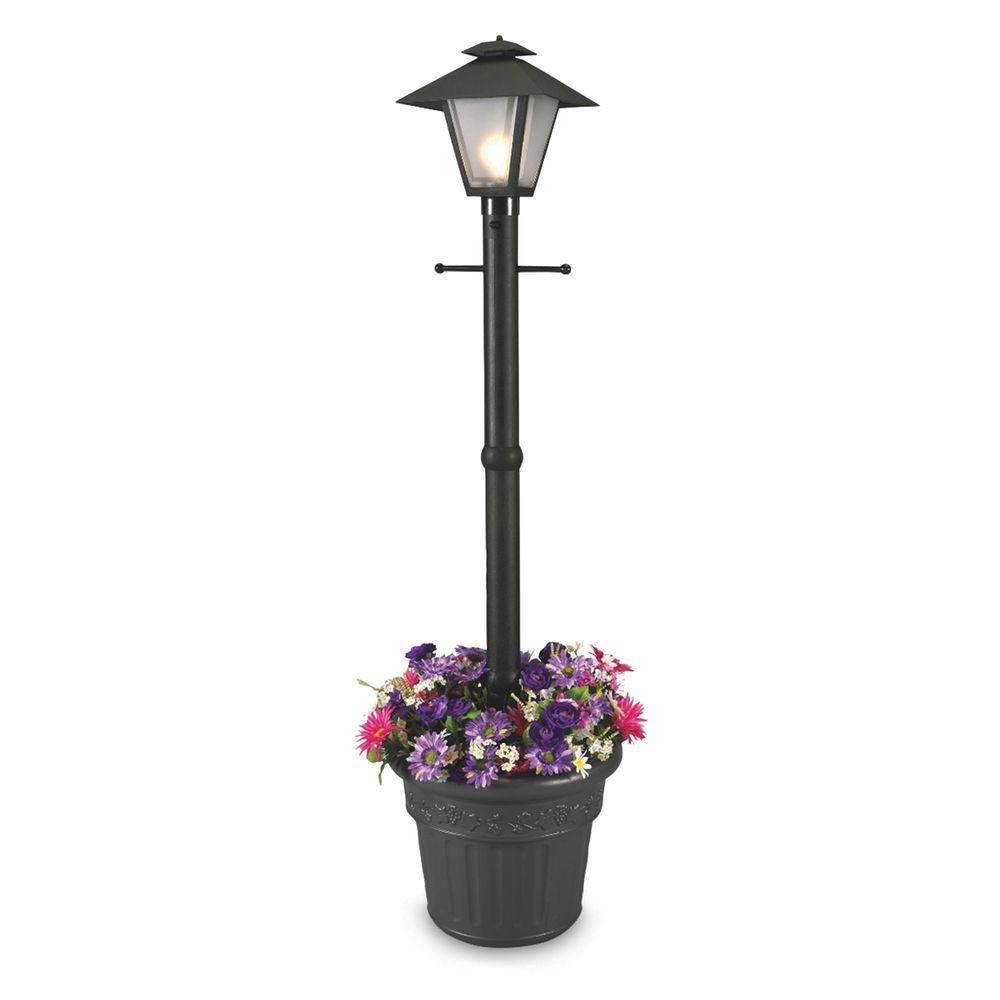 Cape Cod Plug-In Outdoor Black Post Lantern with Planter