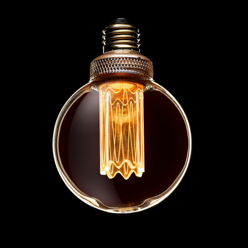 NEXT GLOW 20-Watt Equivalence G80 Globe UL Dimmable Laser Cut Classic Pattern E26 LED Light Bulb in Amber, 2000K (1-Bulb)