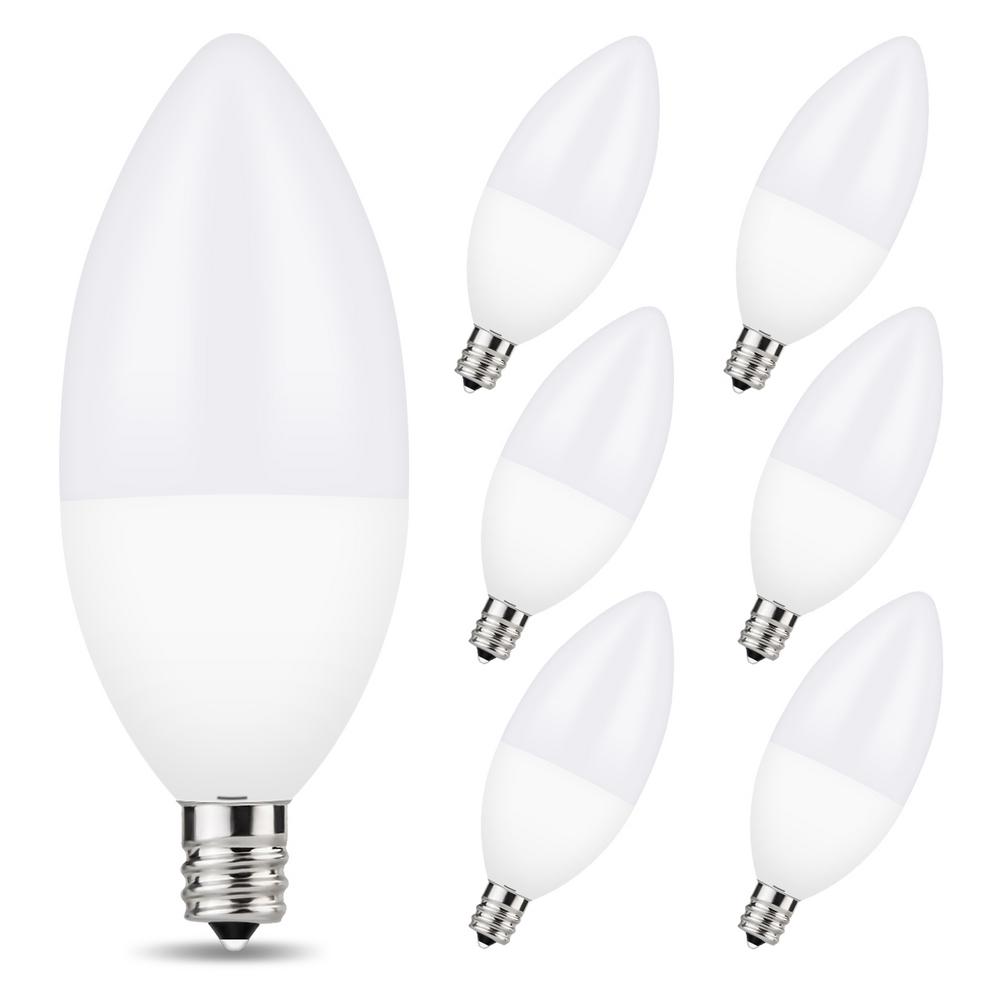 YANSUN 60-Watt Equivalent B11 6-Watt Dimmable E12 Candelabra Base LED Light Bulb in Warm White, 3000K (6-Pack)