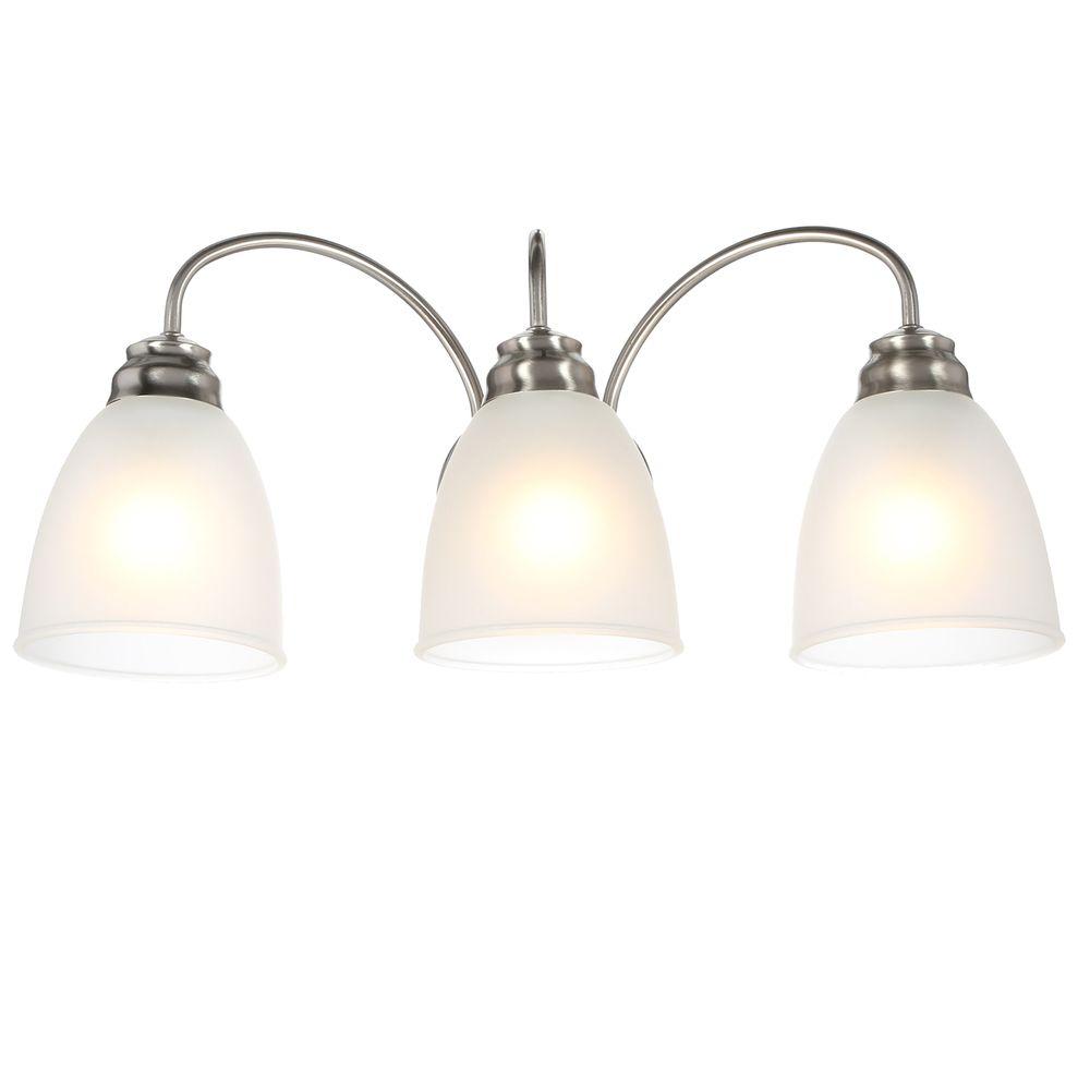 Hamilton 3-Light Brushed Nickel Vanity Light with Frosted Glass Shades