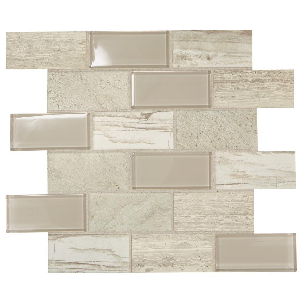 Daltile Premier Accents Beach Brick Joint 11 in. x 13 in. x 6 mm Glass Mosaic Wall Tile (0.9 sq. ft. / piece)