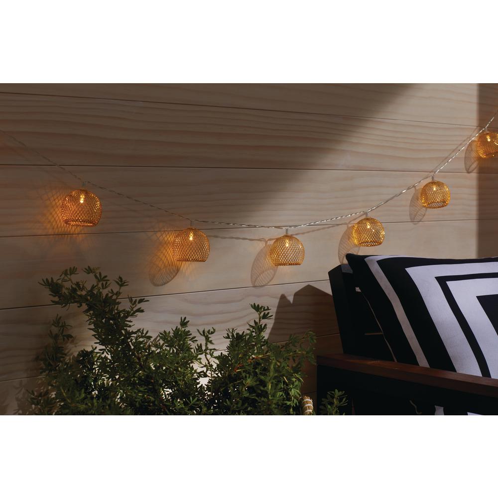 Indoor 12 ft. Battery Operated Metal Integrated LED String Lights (10-Light)