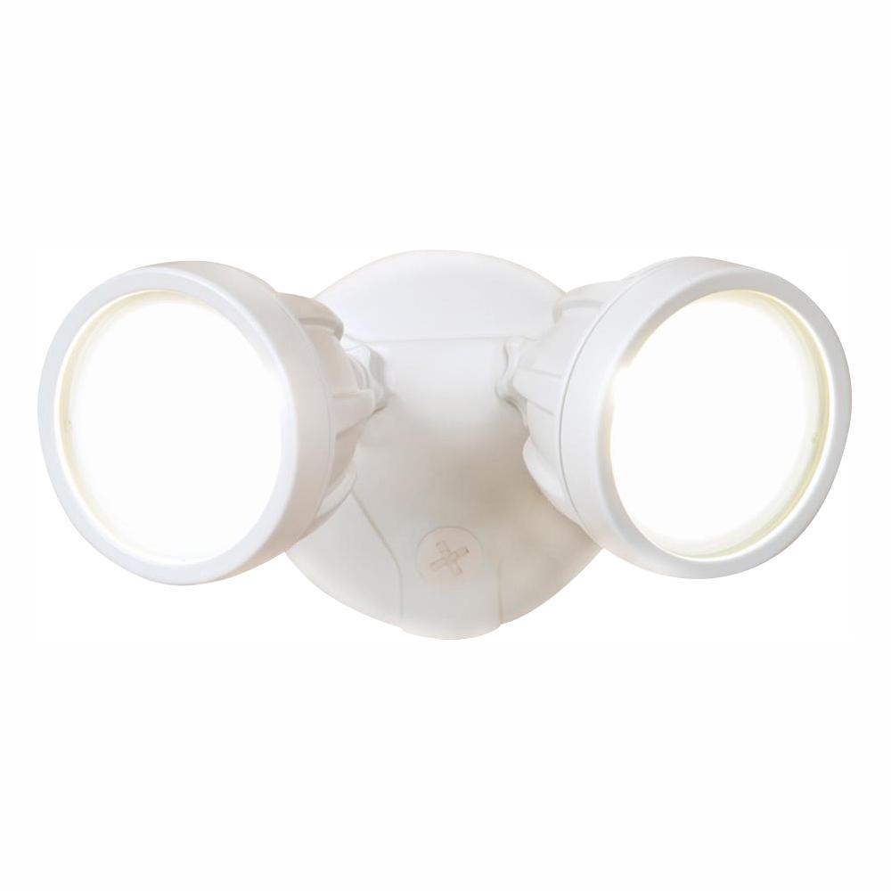 Twin-Head White Integrated LED Outdoor Security Round LED Flood Light