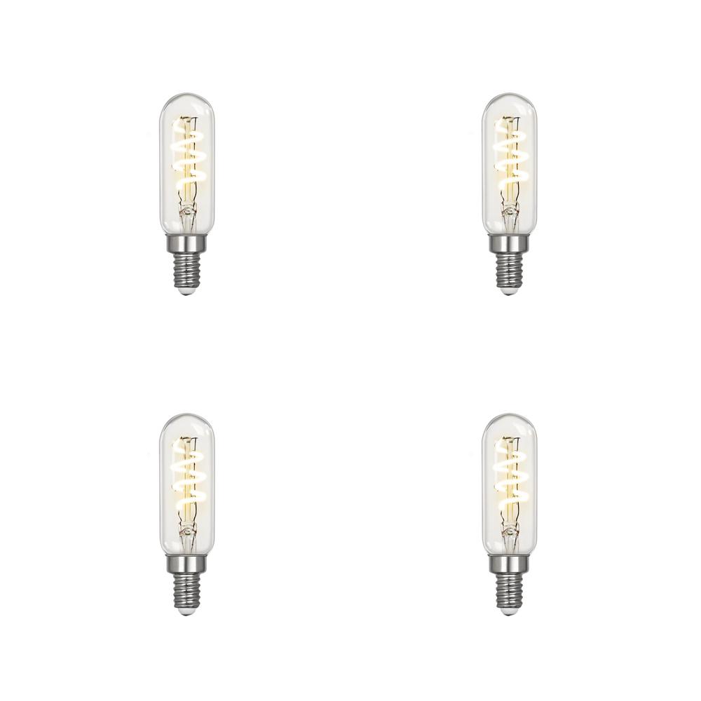 Feit Electric 25-Watt Equivalent T6 Candelabra Dimmable LED Clear Glass Vintage Light Bulb with Spiral Filament Warm White (4-Pack)
