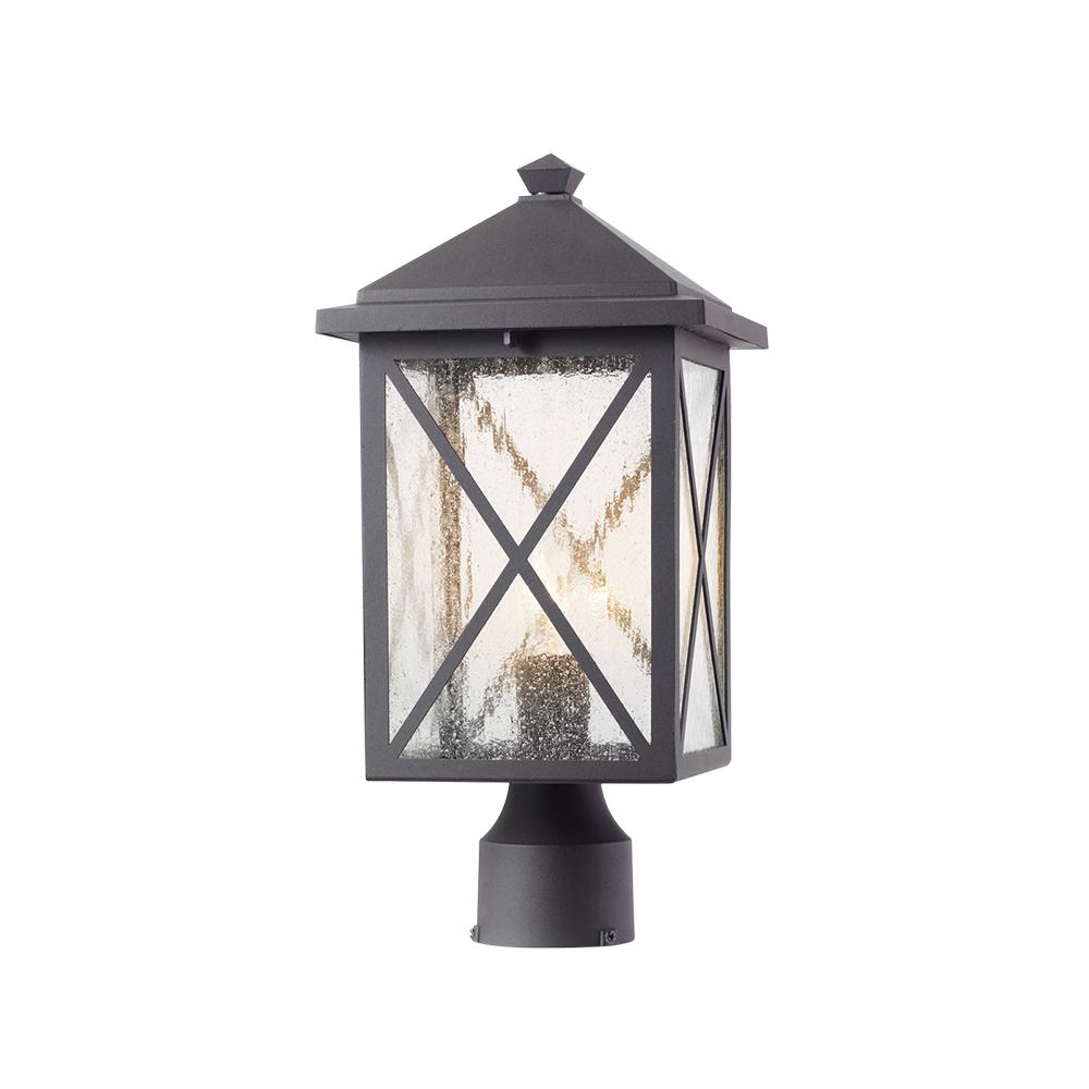 Wythe 1- Light Outdoor Black Post Light with Seeded Glass
