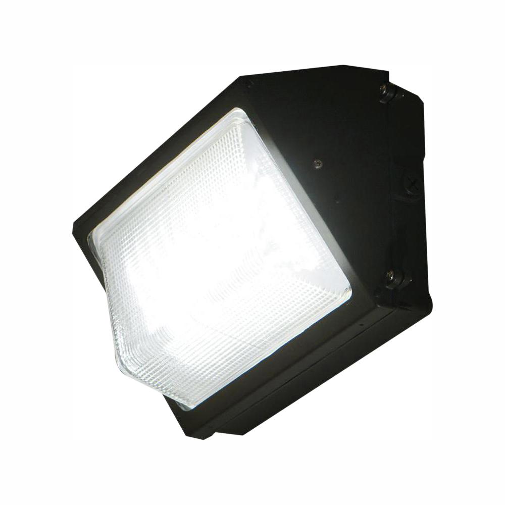 Falcon 50-Watt Bronze Outdoor Integrated LED Wall Pack Light with Integrated Photocell Surge Protector Dimming