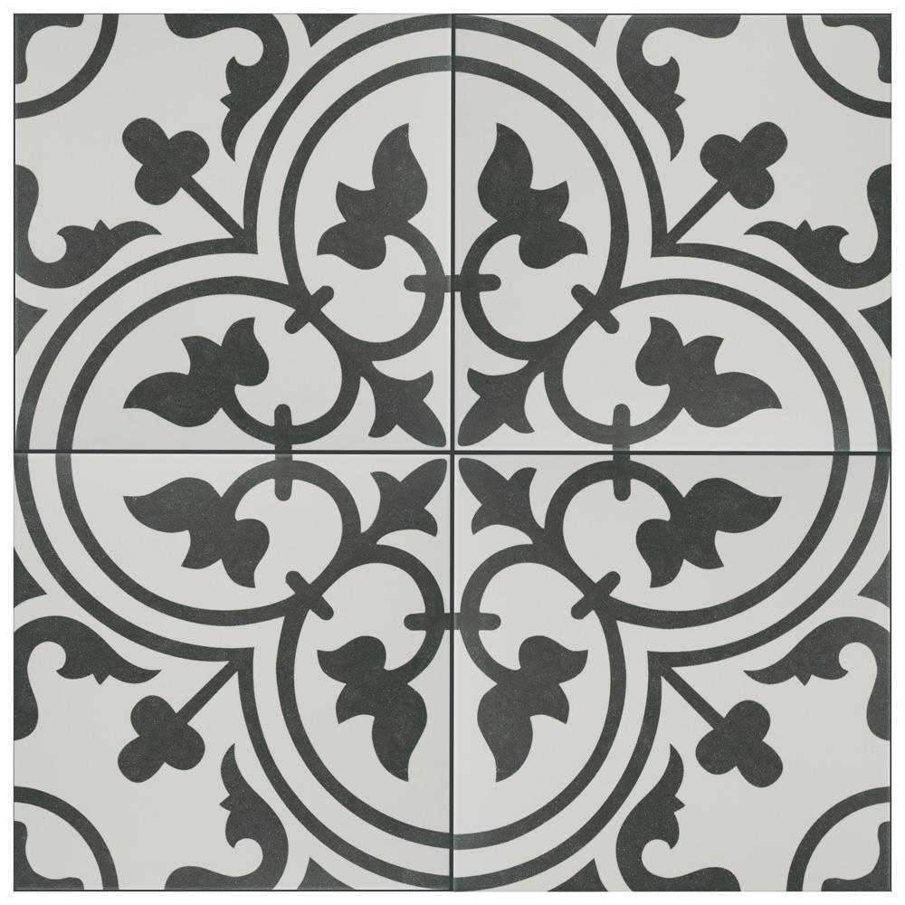 Merola Tile Arte White Encaustic 9-3/4 in. x 9-3/4 in. Porcelain Floor and Wall Tile (11.11 sq. ft. / case)