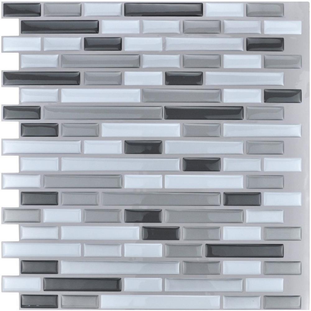 12 in. x 12 in. Grey Peel and Stick Tile Backsplash for Kitchen (10-Pack)