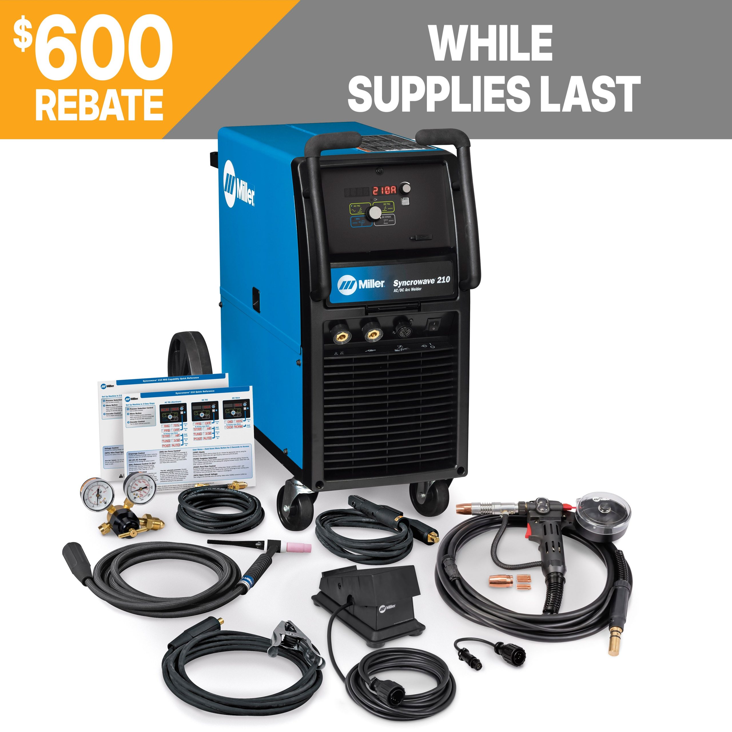 Miller Syncrowave 210 TIG/Stick Welder Package with Spoolmate 150 (951684)