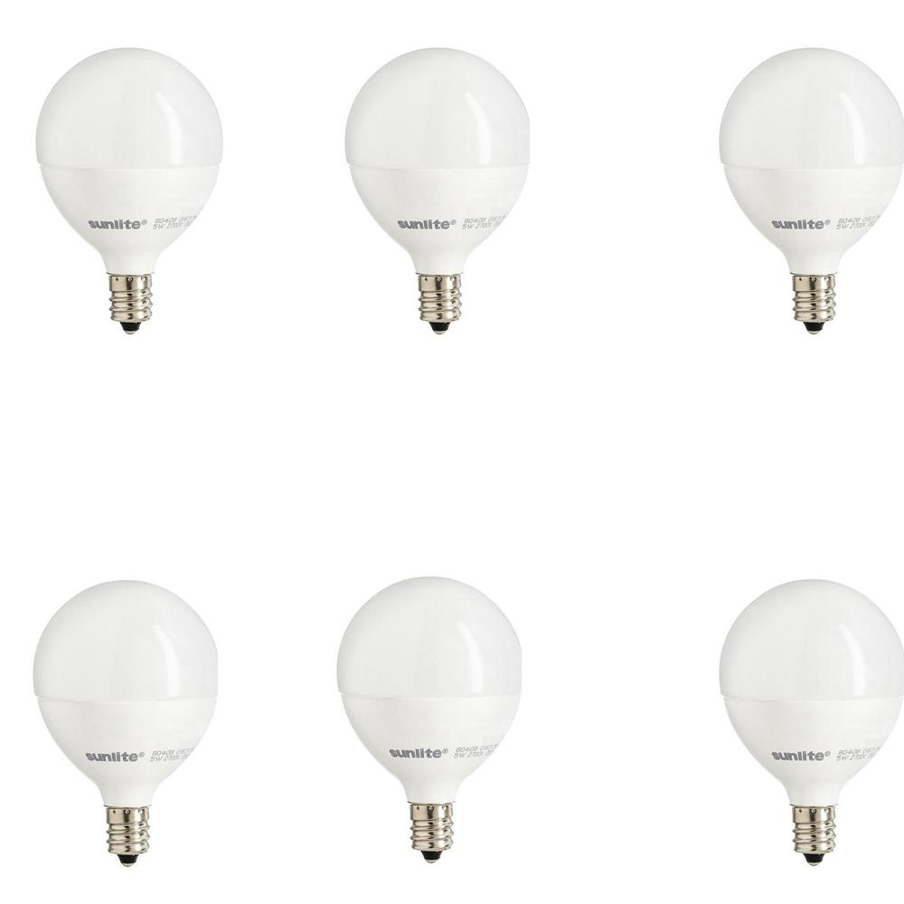 Sunlite 40-Watt Equivalent Warm White G16.5 Dimmable LED Light Bulb (6-Pack)