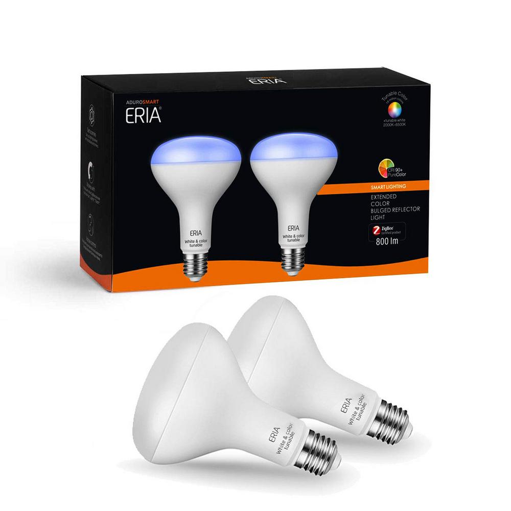 AduroSmart ERIA 65-Watt Equivalent BR30 Dimmable CRI 90 Plus Wireless Smart LED Light Bulb Multi-Color (2-Pack)