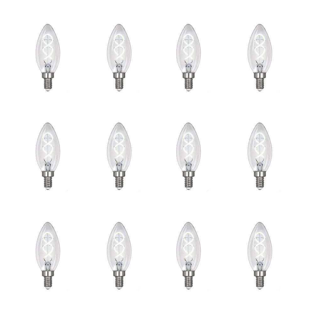 Feit Electric 25-Watt Equivalent B10 Dim Candelabra Clear Glass Vintage Eidson LED Light Bulb with Spiral Filament Daylight (12-Pack)