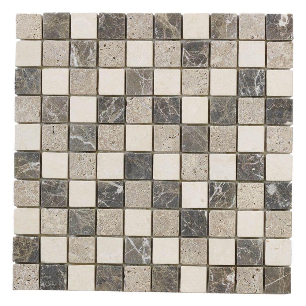 Jeffrey Court Emperador Mix 11.75 in. x 11.75 in. x 9 mm Honed Marble Mosaic Floor and Wall Tile