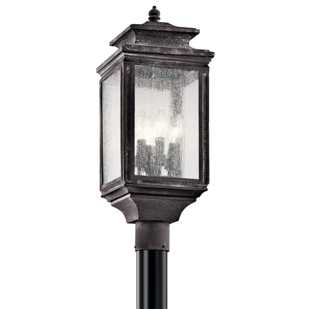 Wiscombe Park 4-Light Weathered Zinc Outdoor Post Light with Clear Seeded Glass