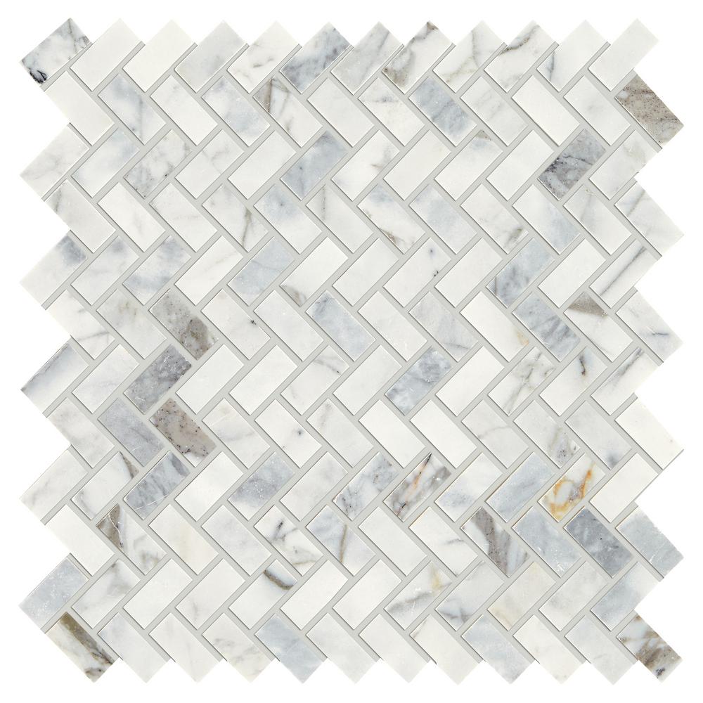 Daltile Stone Decor Fog 11 in. x 12 in. x 10 mm Marble Mosaic Floor and Wall Tile (0.83 sq. ft. / piece)