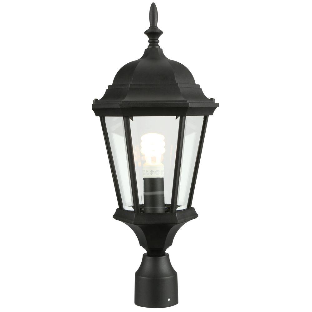 Welbourne Collection Textured Black 1-Light Outdoor Post Lantern