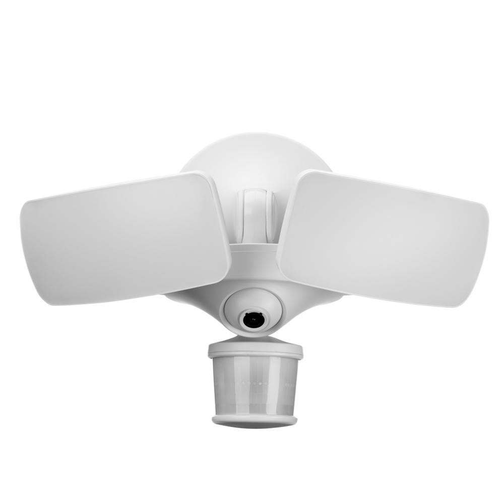 Maximus White Smart Motion Activated Outdoor Integrated LED Camera Floodlight