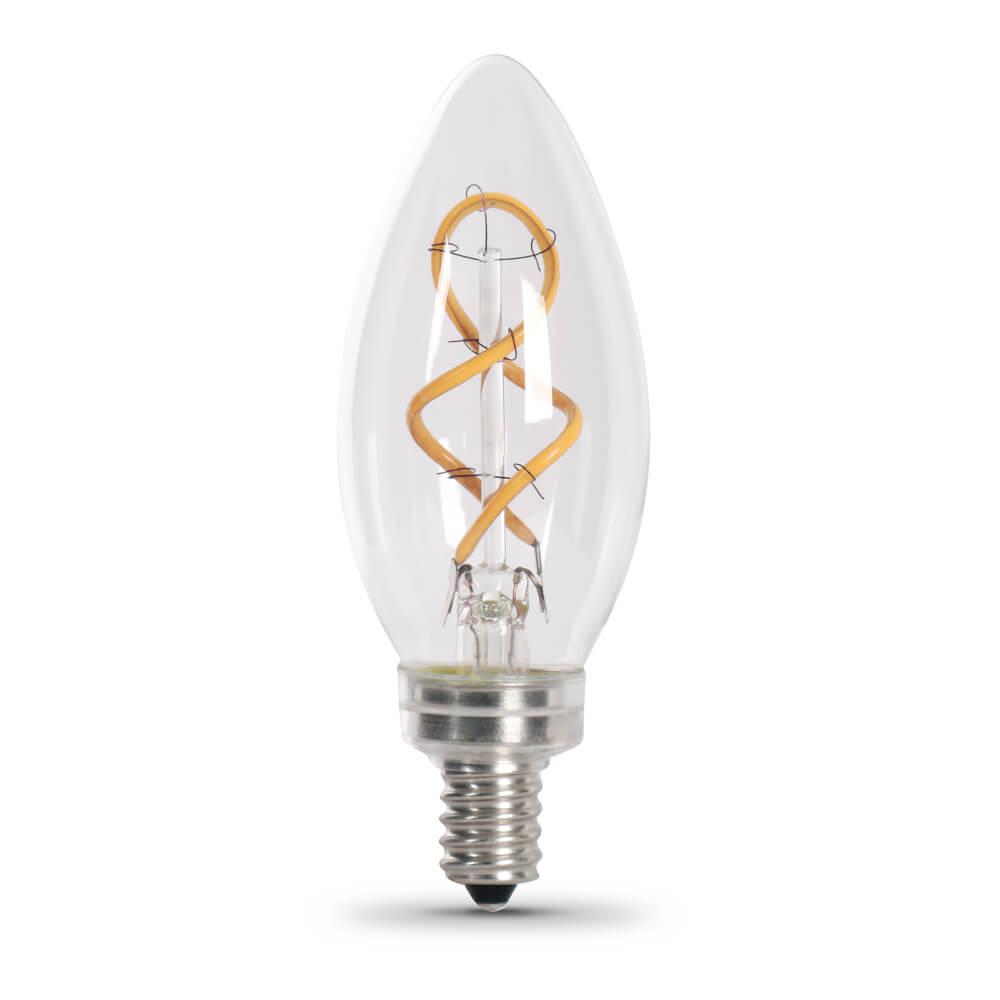 Feit Electric 25-Watt Equivalent B10 Dimmable Candelabra Clear Glass Vintage LED Light Bulb with Spiral Filament Warm White (1-Bulb)