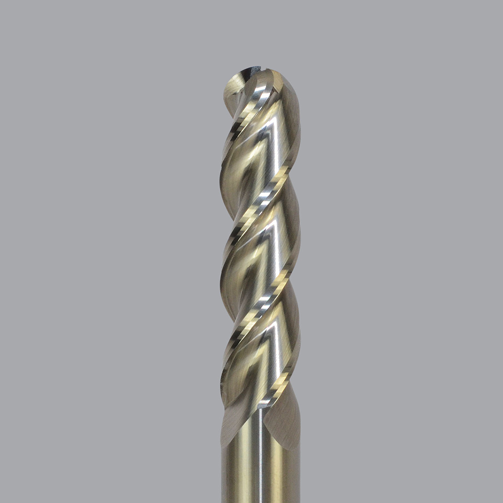 Onsrud AMC704738 Solid Carbide end mill 3FL 5/8 x 2-1/4 x 5 OAL Ball CR For ISO N Non-Ferrous, Aluminum, Brass, Bronze, Copper, 5/8 Shank, N/A Coated