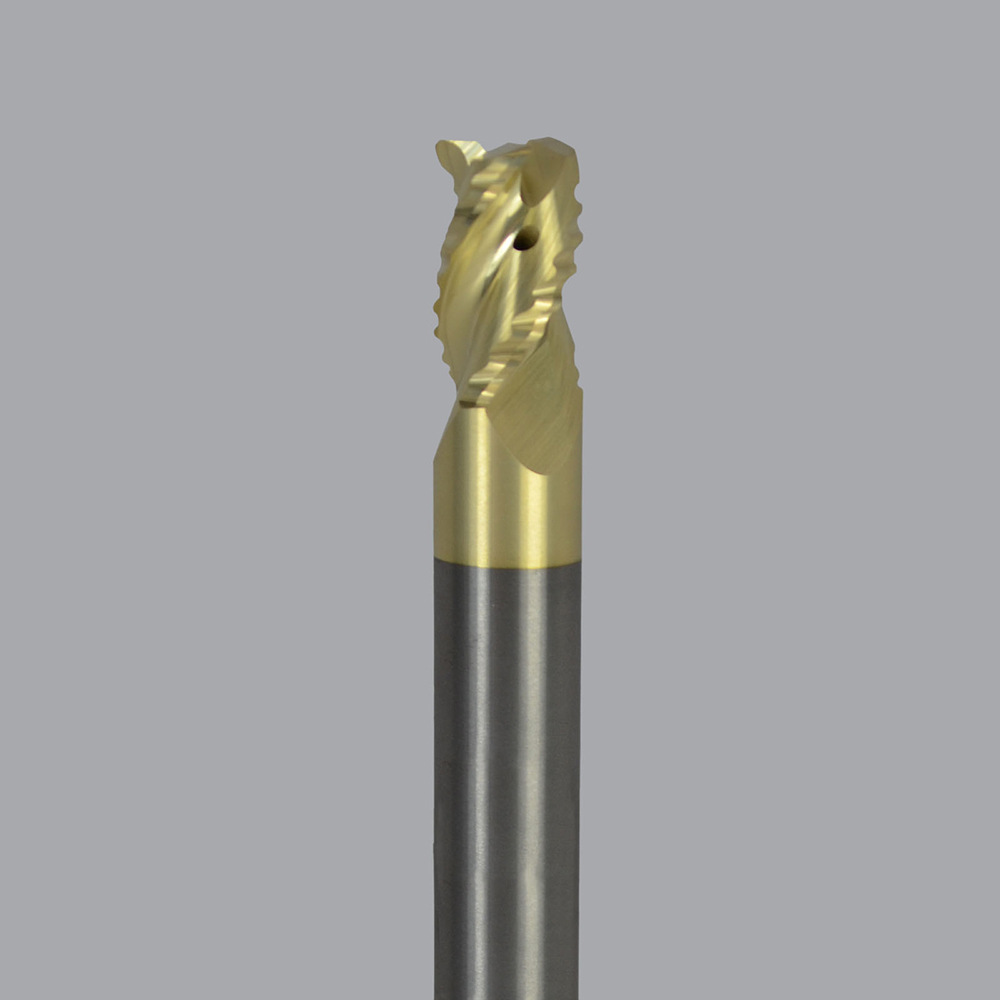 Onsrud AMC800145 Solid Carbide end mill 3FL 3/8 x 1/2 x 3 OAL 0.030 CR For ISO N Non-Ferrous, Aluminum, Brass, Bronze, Copper, 3/8 Shank, ZrN Coated