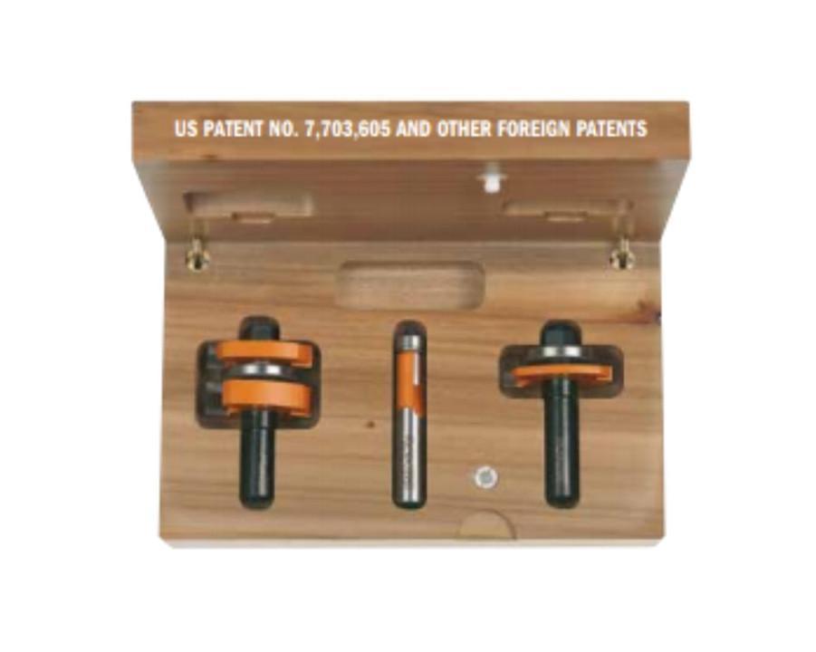 3-piece Tongue & Groove Cabinetmaking Router Bit Set