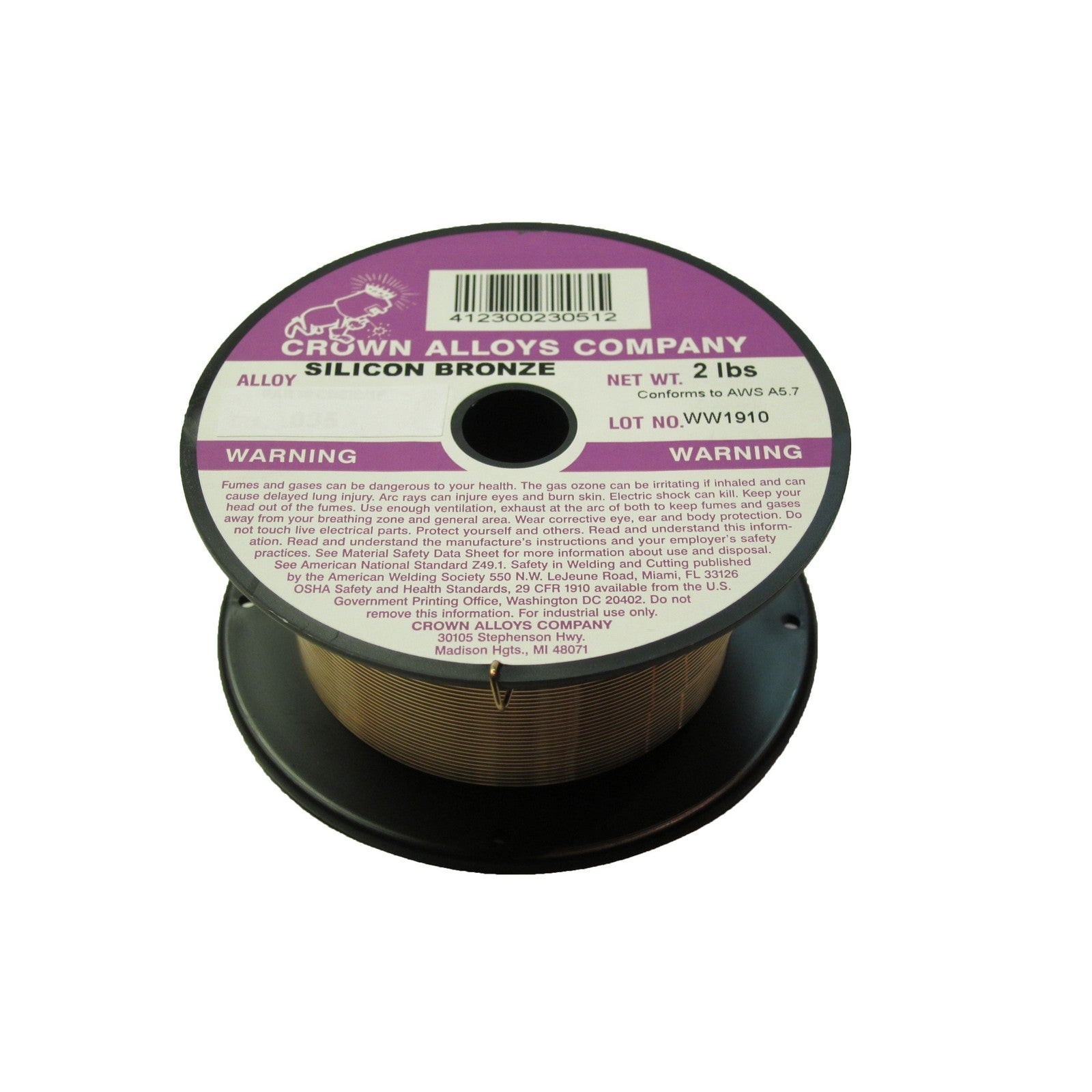 Crown Alloy .023 x 2# SIL-BRONZE Silicon Bronze (ER CuSi-A) MIG 2 lb SPOOL (CSSIB/1D)