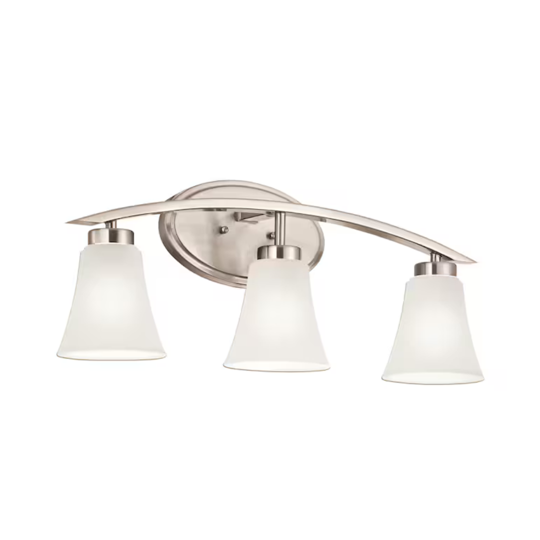 Portfolio Lyndsay 3-Light Nickel Transitional Vanity Light Bar