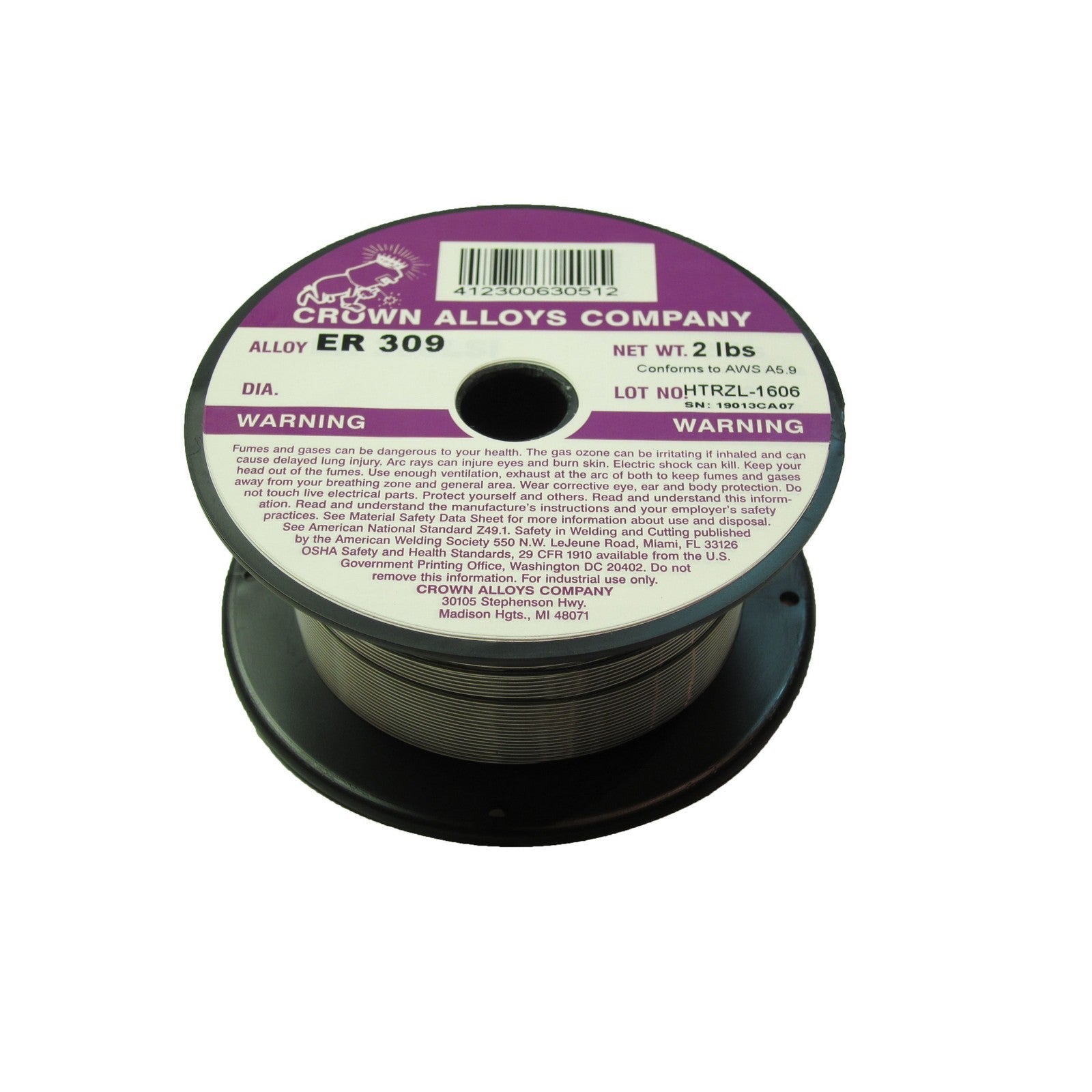 Crown Alloy .035 x 2# ER 309 Stainless Steel MIG 2 lb SPOOL (SS309/1F)