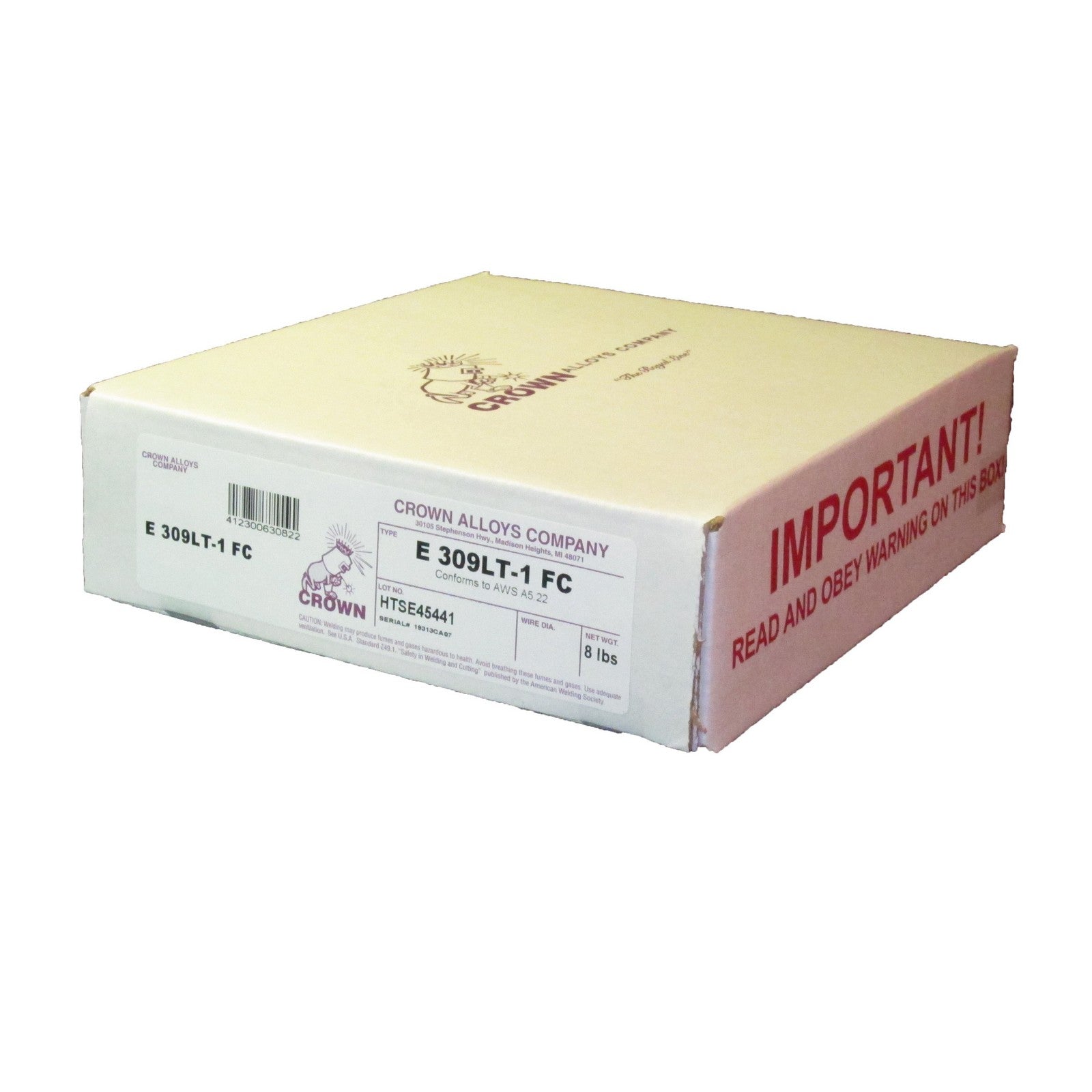 Crown Alloy .045 x 8" E 309LT-1FCo Flux-Cored Stainless Steel MIG 8 lb SPOOL (SS309L1/2G)