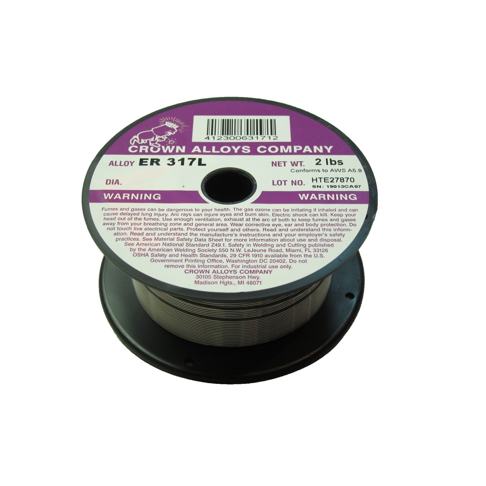Crown Alloy .045 x 2# ER 317L Stainless Steel MIG 2 lb SPOOL (SS317/1XG)