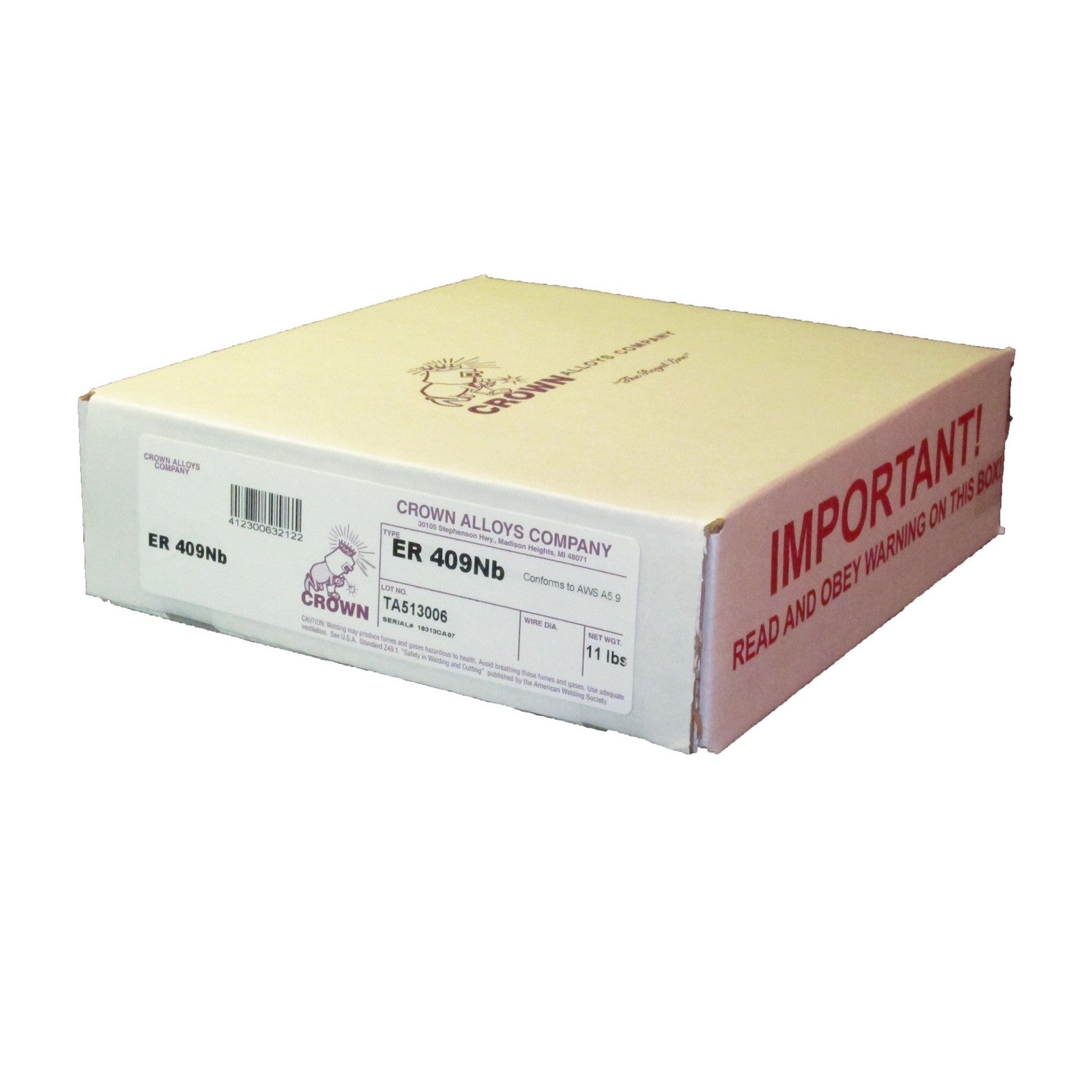 Crown Alloy .045 x 8" ER 409Nb Stainless Steel MIG 11 lb SPOOL (SS409/2G)