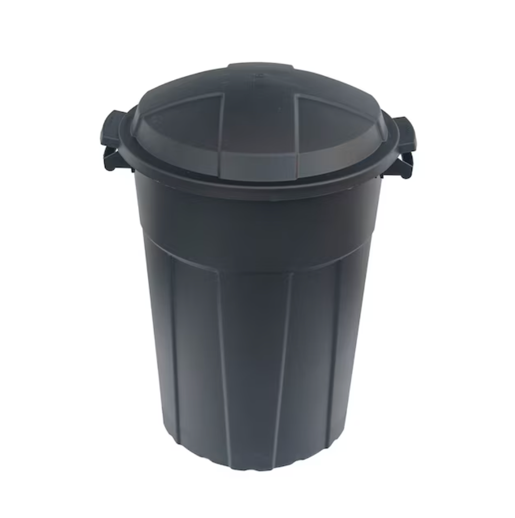 Creative Plastic Concepts Blue Hawk 32-Gallon Black Plastic Trash Can with Lid