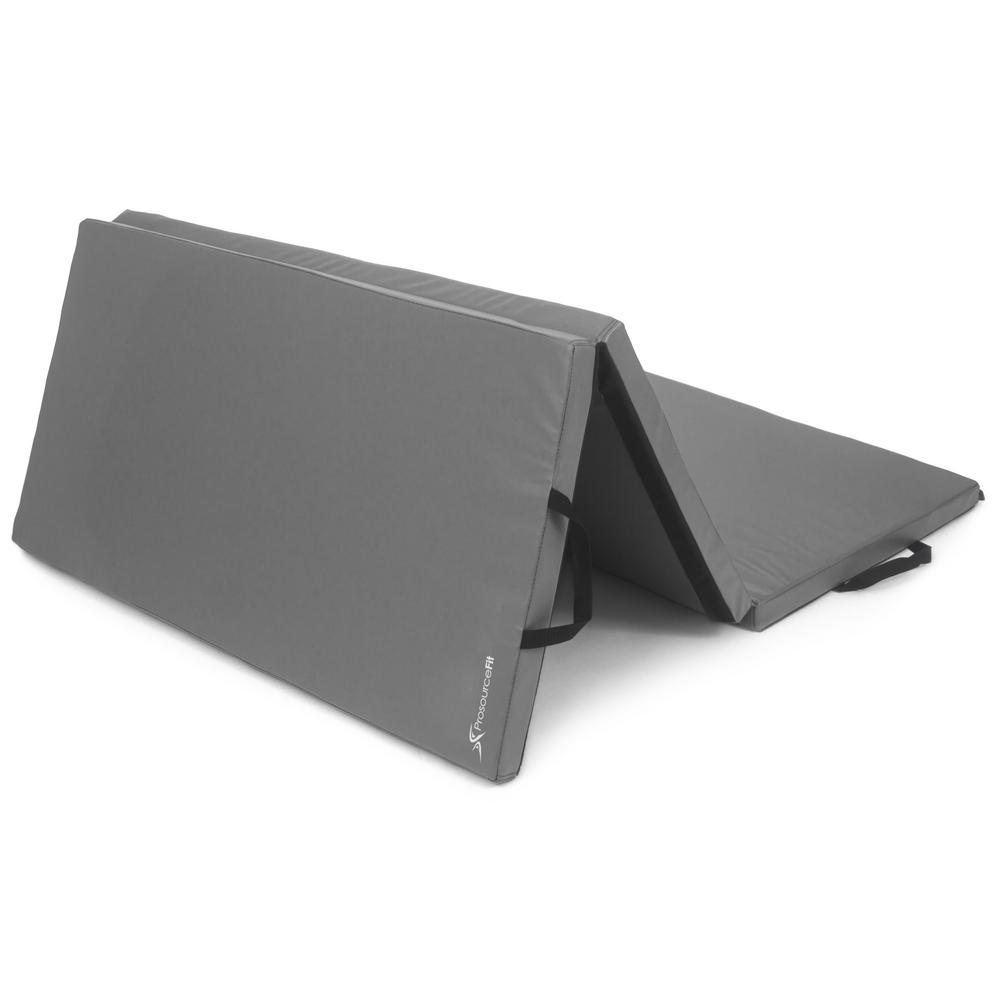 Tri-Fold Folding Thick Exercise Mat Grey 6 ft. x 4 ft. x 2 in. Vinyl and Foam Gymnastics Mat (Covers 24 sq. ft.)