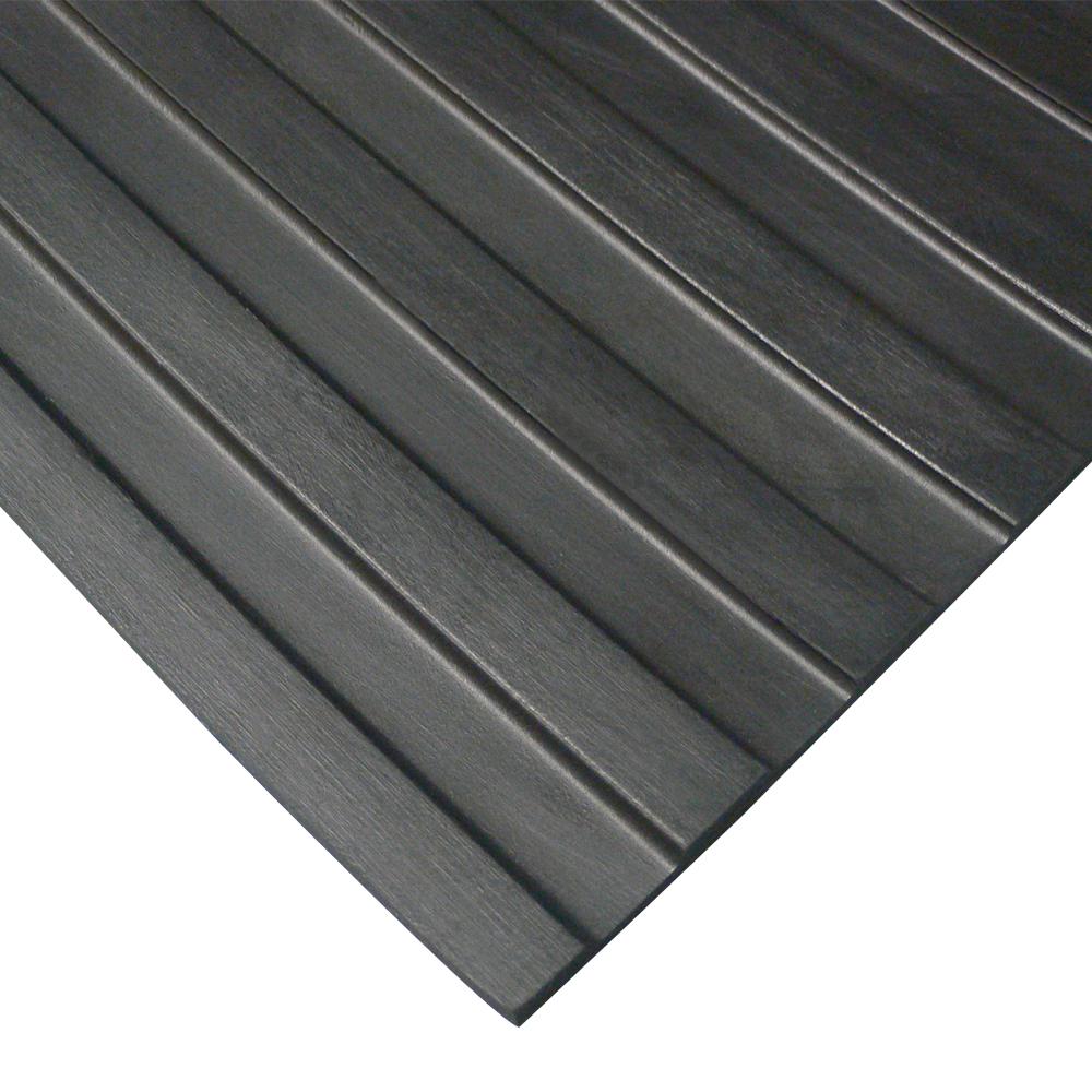 Rubber-Cal Corrugated Wide Rib 3 ft. x 10 ft. Black Rubber Flooring (30 sq. ft.)
