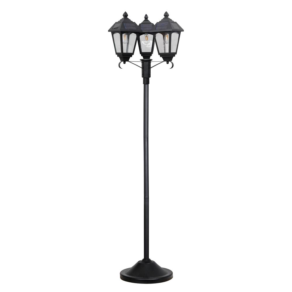 Westinghouse Triple Head Black LED Outdoor Garden Solar Post Lamp
