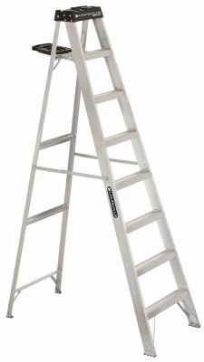 8-foot Aluminum Step Ladder, Type 1a Heavy Duty, 300-pound Load Capacity