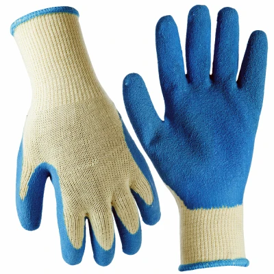 Large Blue Work Gloves With Latex Coated Palm For Enhanced Grip And Durability