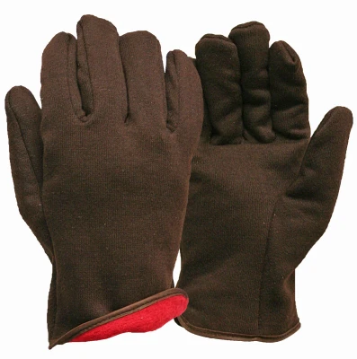 Jersey Winter Work Gloves For Men, Brown, Fleece Lined, Large Size