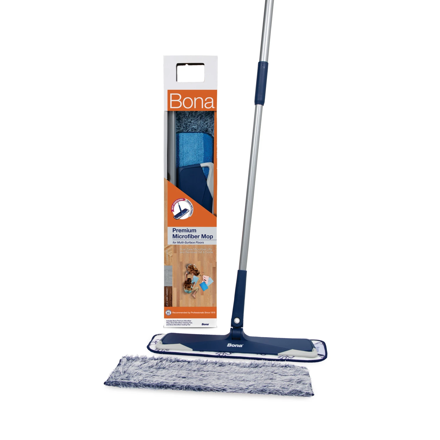 Microfiber Floor Mop With Reusable Cleaning And Dusting Pad For Efficient Floor Care