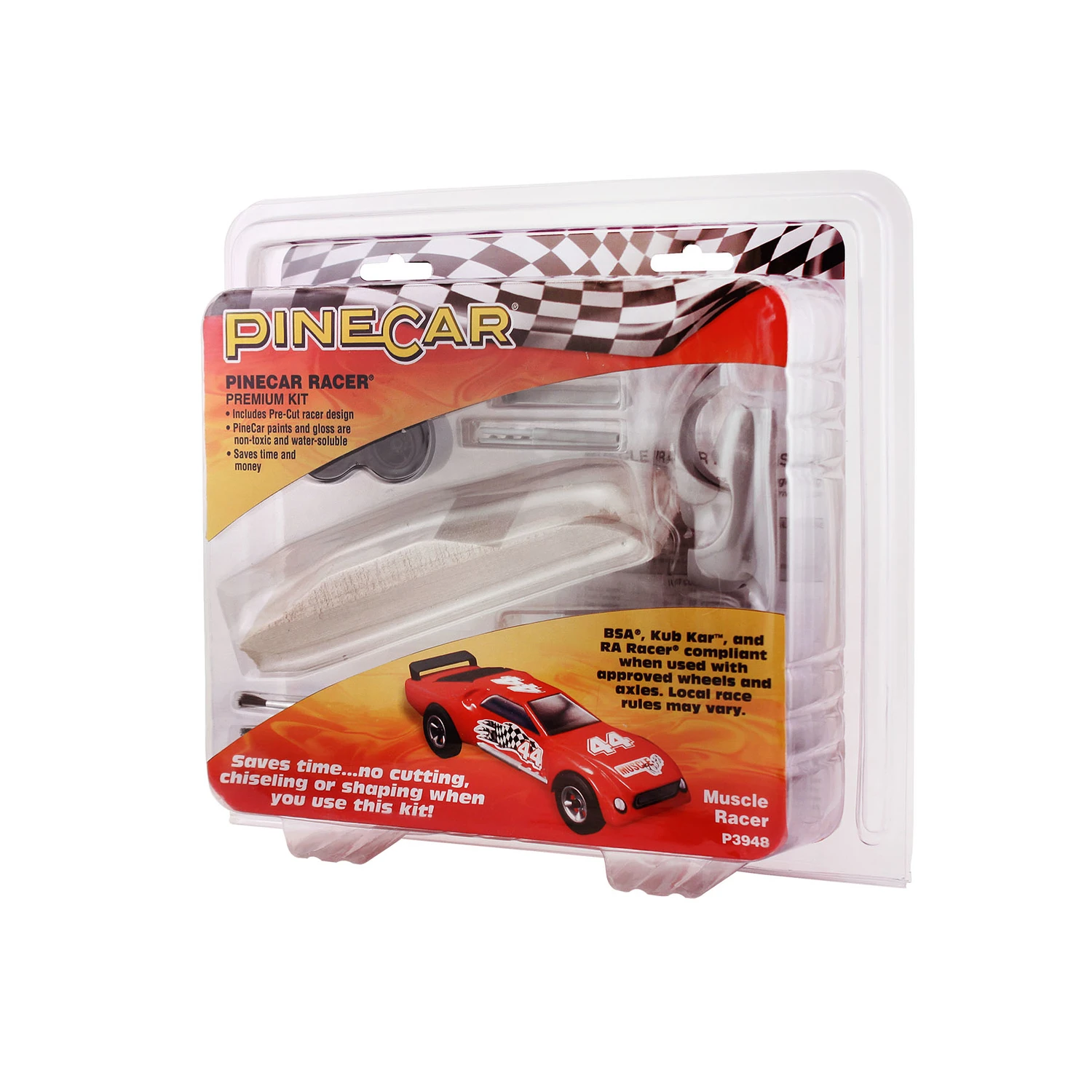 Muscle Racer Premium Kit - 20 Pieces, Pre-cut Pine Wood Derby Car