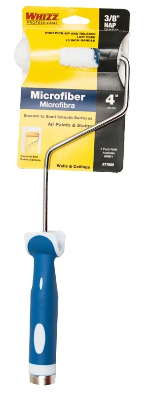 4 In. X 3/8 In. Microfiber Paint Roller Cover & Frame For Smooth Surfaces
