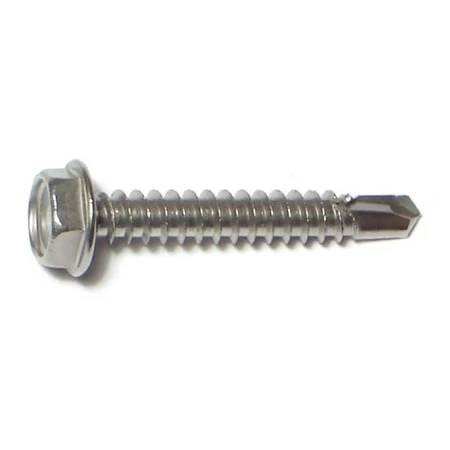 #10 X 1-1/4 Inch Hex Head Self-drilling Sheet Metal Screws Stainless Steel 18-8
